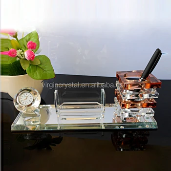 Crystal Desk Accessories With Clock Crystal Desk Accessories With Clock