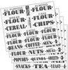 Pantry Labels - 36 Preprinted Kitchen Labels Sticker Set by Talented Kitchen. Large, PVC Clear, Gloss, Water Resistant