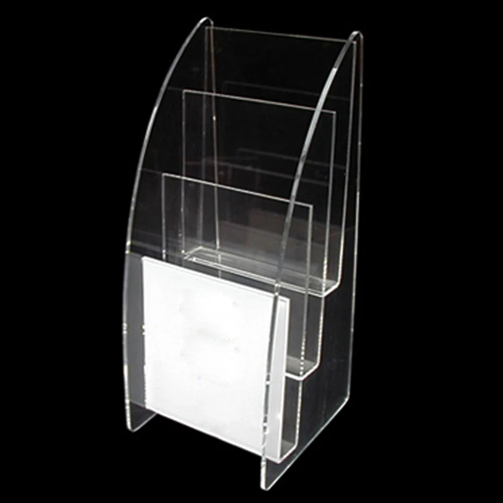 3 Sections File Storage Office Desktop Organizer Acrylic Display Stand