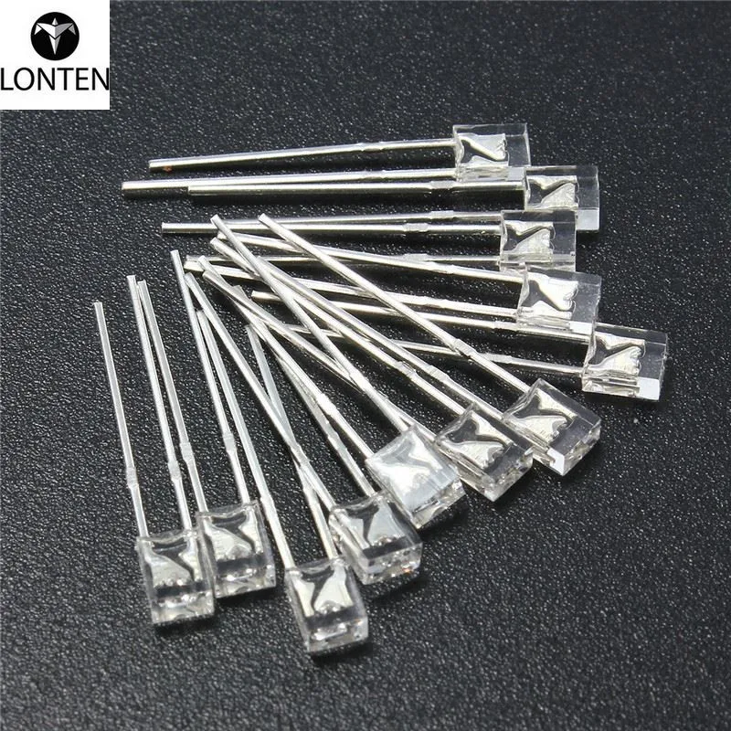 Lonten New Arrival 100pcs 2x3x4mm Square LED Diodes Water Clear White Red Green Light Rectangle Diodes kits DIY Kits