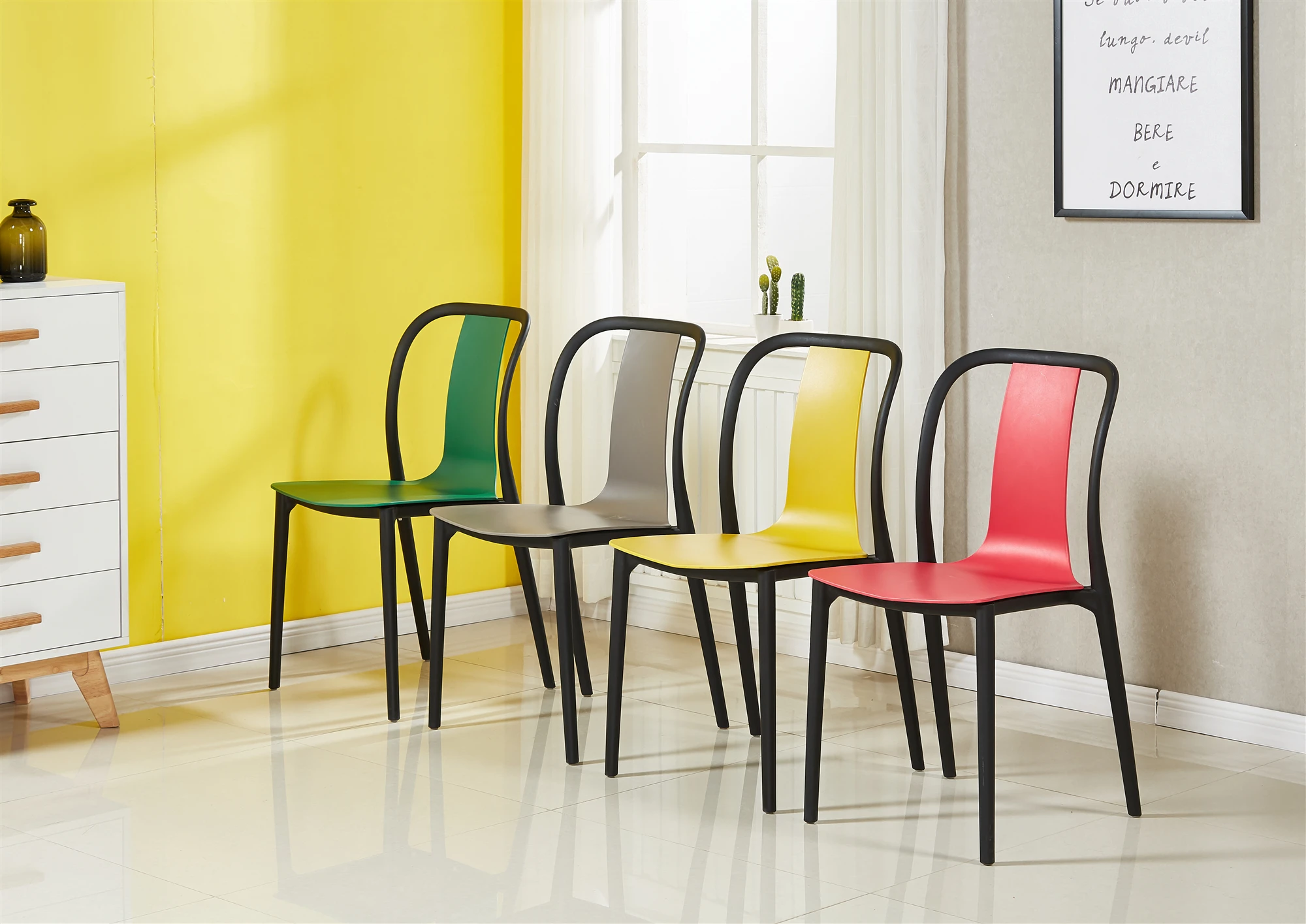 Modern Design Double Color Outdoor Stackable Plastic Chair, stack dining chairs, Negotiate meeting chair. Hotel office chai