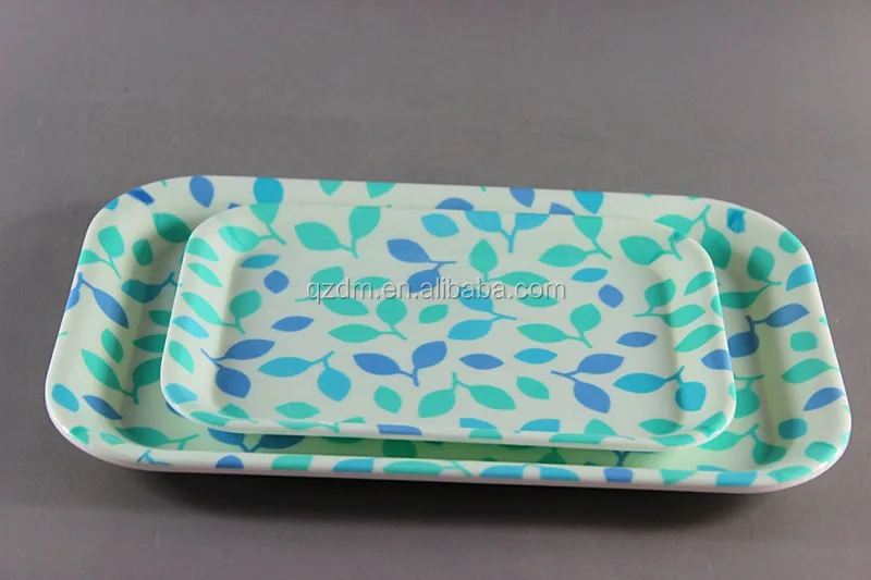 Dull Polish Surface Melamine Rectangle Tray Set Of 2 Piece