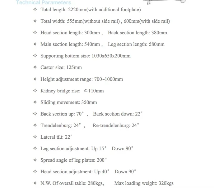 High quality operating table with CE, ISO, FDA certificates be provided for our customers