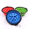 Bamboo Elevated Ceramic Slow Feed Dog Bowl Stand
