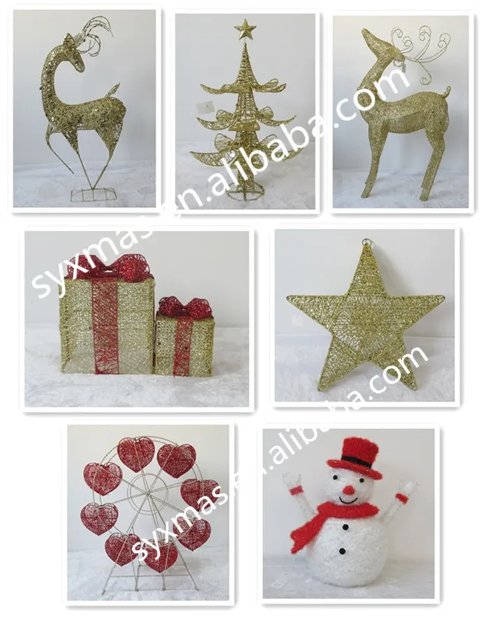 Wholesale Christmas Wire Deer Indoor Christmas Decoration Metal SY Xmas Bulk Packing,2pcs/ctn Gold SY17TY-021 Hand-made BSCI,BV