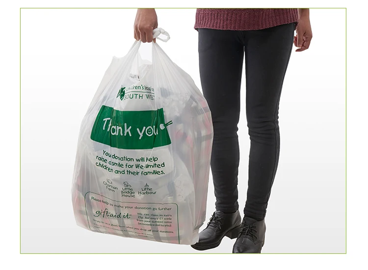 Packaging Plastic Clothes Charity Bag With Handle Buy Charity Bag