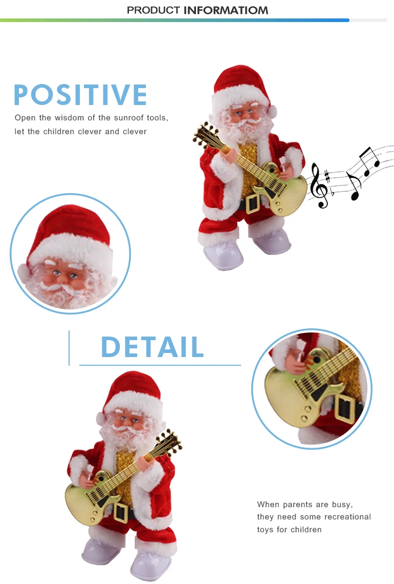 Chengji Hot selling christmas decoration electric playing guitar santa claus musical