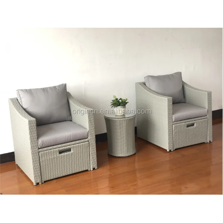 Hidden ottoman designed 2 seater bar table chair set classic furniture