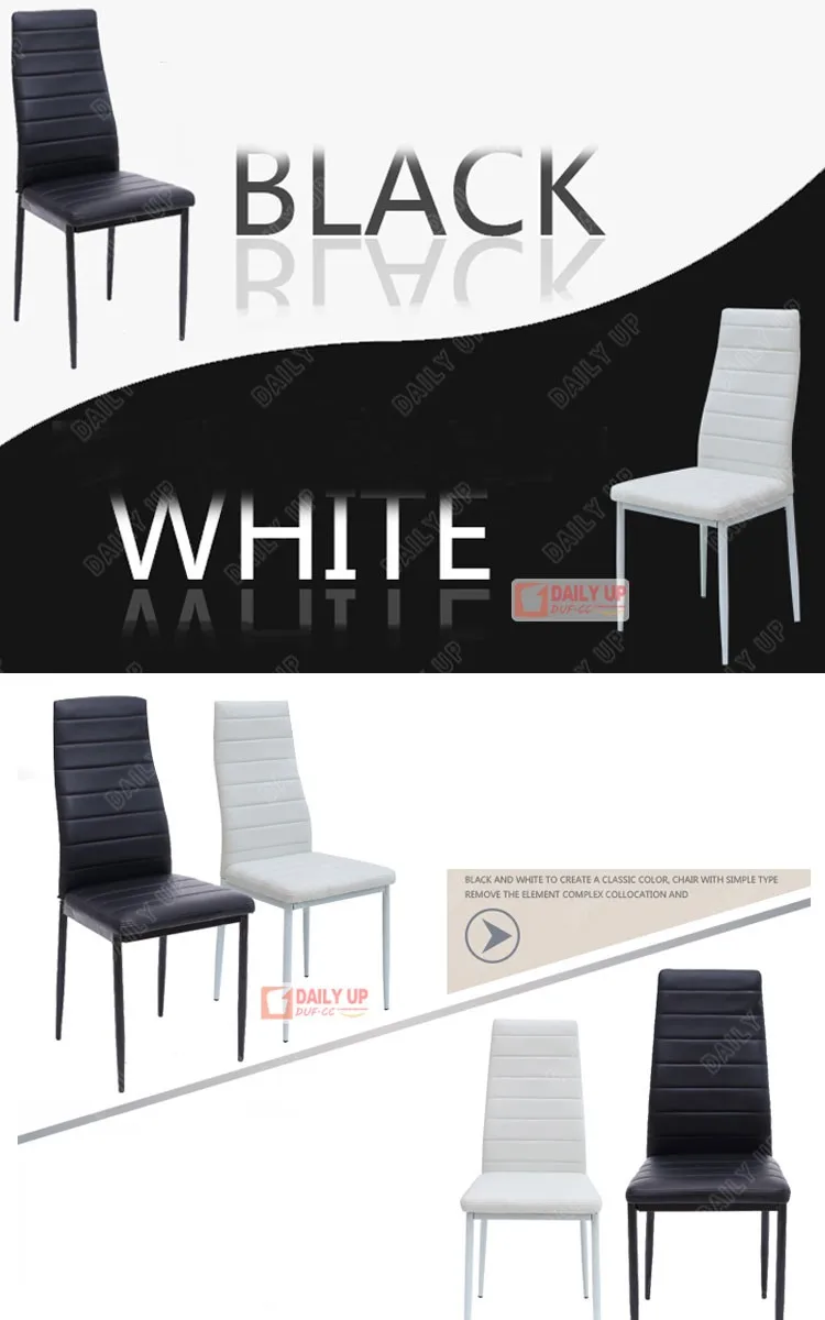 Bright Lobby Chair with Sponge Padded High End Modern Glass Dining Table Leather Chair PU Restaurant Chair Home Furniture