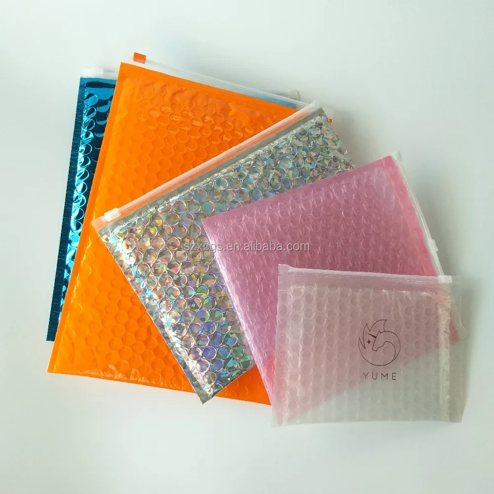 Zipper Lock Bubble Bag Holographic Mailers Reclosable Bags