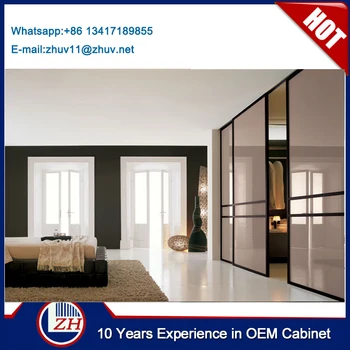 Light Grey Color Baking Varnish Sliding Mirror Wardrobe Doors