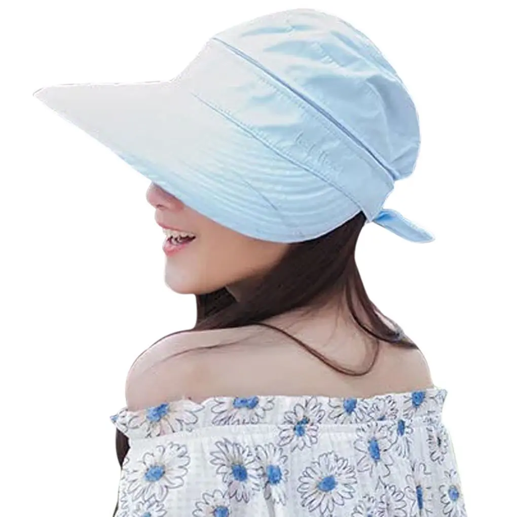 Elonglin Womens Wide Brim Beach Hat Sun Hat Brim Detachable Foldable Beach USP Anti-Sunlight Anti-UV