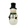 Ceramic christmas snowman candle lantern hurricane lantern with metal handle