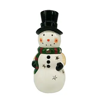 Ceramic Christmas Snowman Candle Lantern Hurricane Lantern With Metal ...