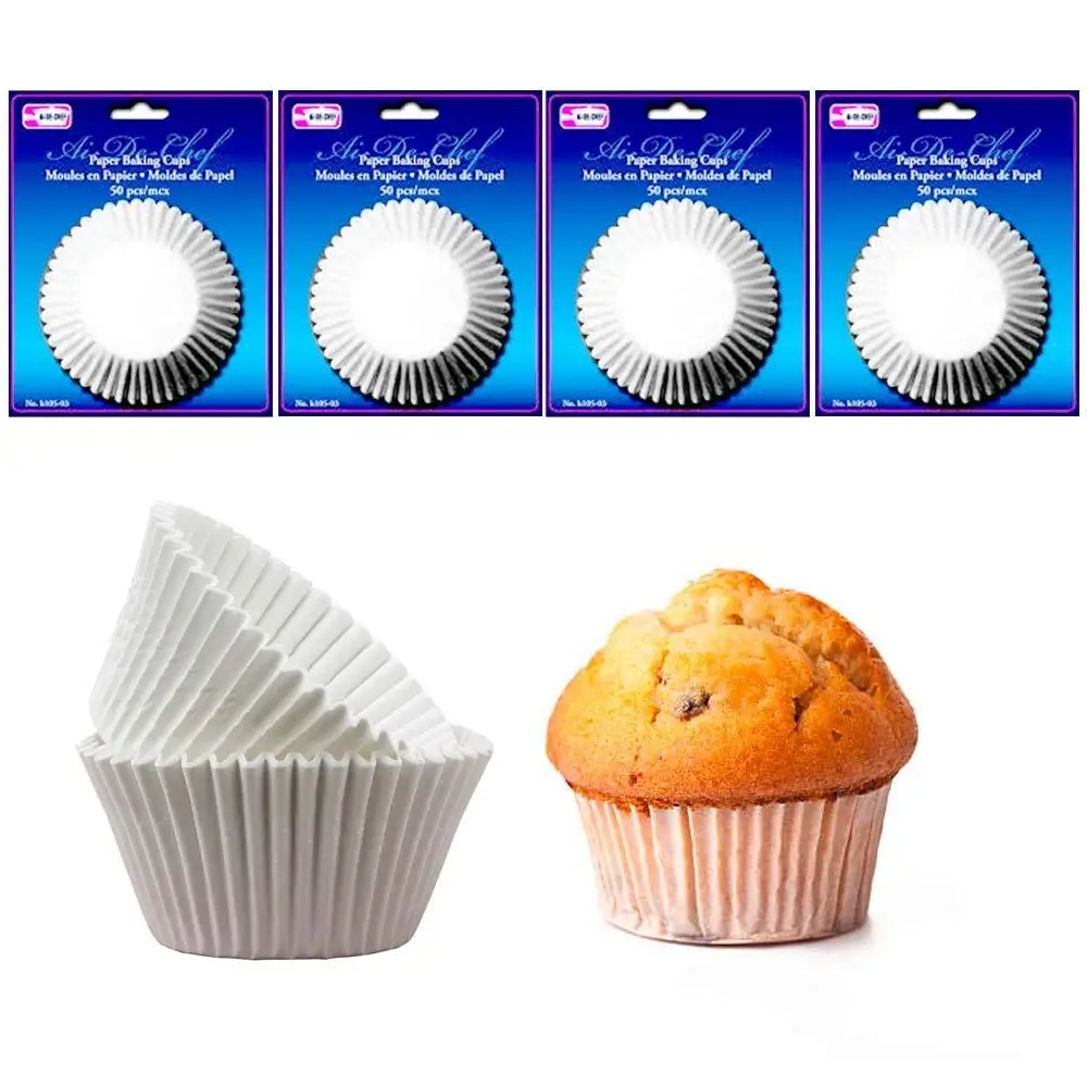200 Pcs Tulip Cupcake Liners Natural Baking Paper Cups Muffin Liners Holder Grease-Proof Wrappers for Wedding Birthday Party Baby Shower 