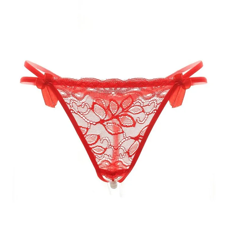 Wholesale Woman Comfortable Breathable Hollow Lace Crotch Pearl Thong ...
