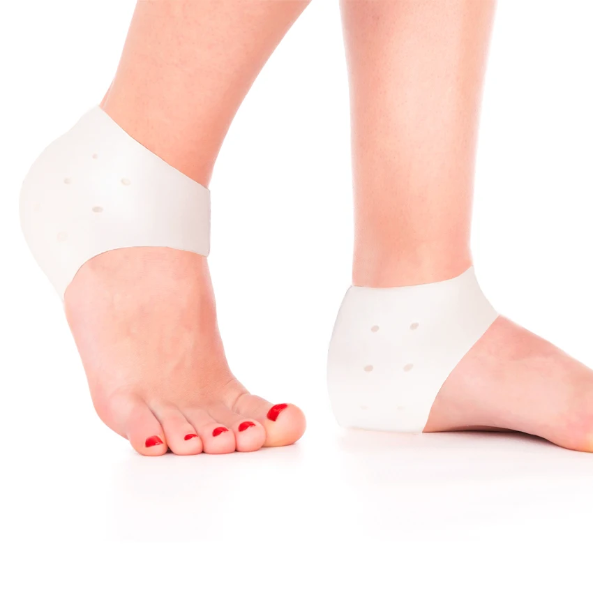Силиконовый протектор для пяток (2 шт. Силиконовые носки для пяток. Противопролежневые накладки для пяток и локтей. Ортез plantar fasciitis. Силиконовая защита для пятки.