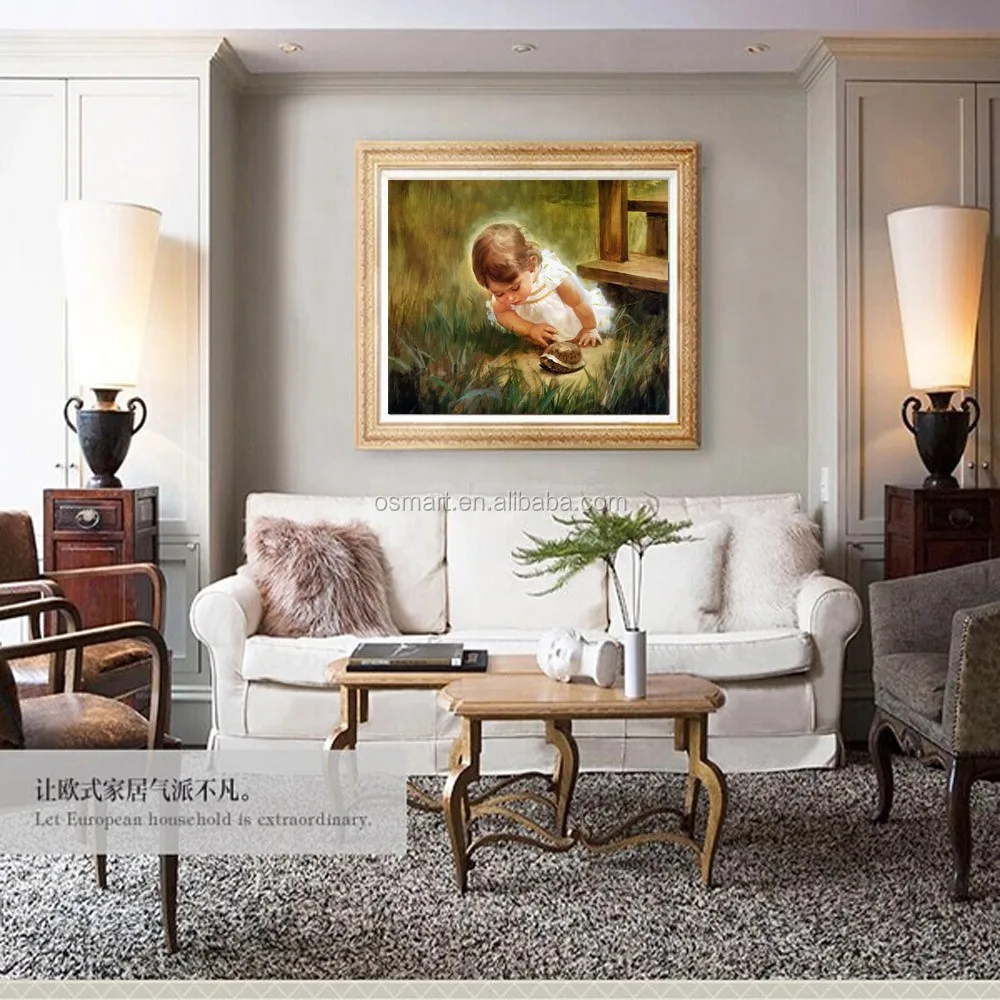 Handgeschilderde mooie baby olieverfschilderij hoge kwaliteit ...