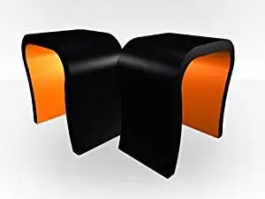 Zespoke Black Outer Curved Pair Bedside Tables - Orange Gloss Inner