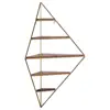 Rivet Modern Corner Floating Triangle 5 Shelf Wall Unit Decor - 36 Inch Natural Wood and Gold