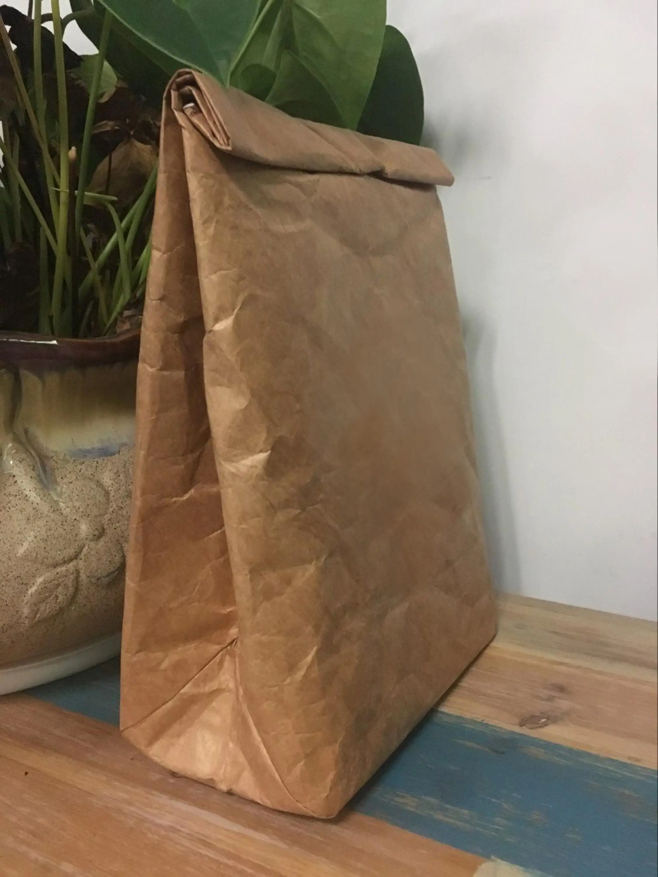 Custom Reusable Large Brown Paper Lunch Bag Snack Box Insulated