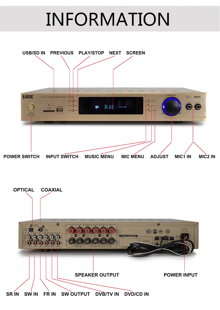 Home Theater Amplifier System 5.1