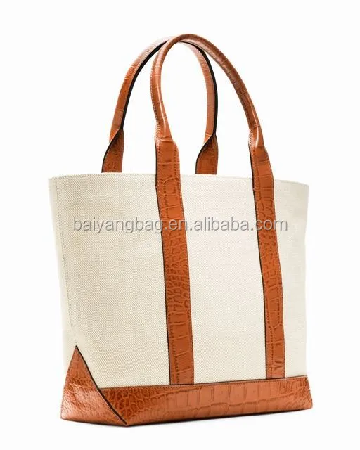 canvas tote with leather handles