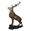 Popular Design Metal Craft Casting Bronze Life Size Bronze Deer Step on Rock Statue Sculpture