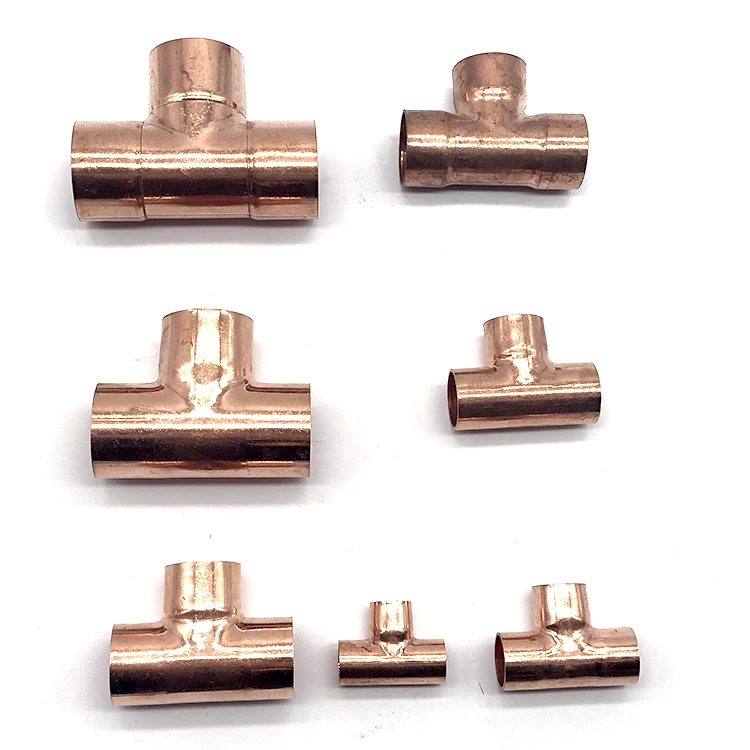 High quality Air Conditioner Parts Copper Tube Tee Pipe Fitting