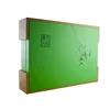China Supplier New Design Tea Packaging Long Wool Liner Logo Engraved Wood Frame Green Paper Gift Box