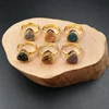 WT-R264 Amazing Holiday Gift 12mm Natural Druzy Titanium Agate Ring,24k Real Gold Plated Tiny Triangle Agate Ring For Women
