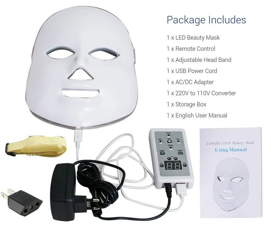 Photodynamic 7 Colors Led Facial Beauty Mask Skin Led Mask Manual Light ...