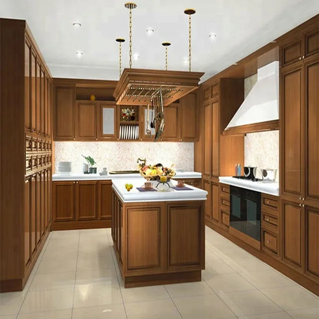 European Standard Classical Style Cherry Wood Kitchen Cabinets
