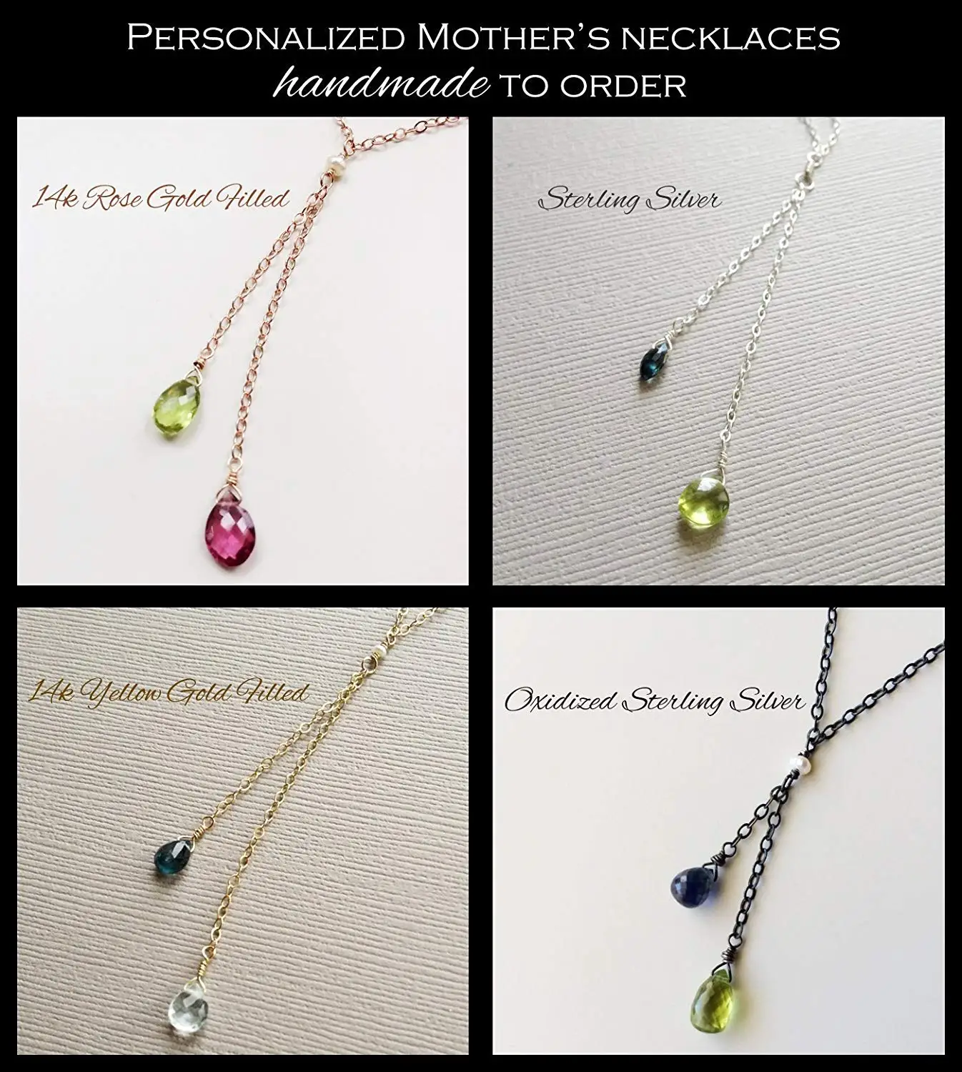 Personalized Birthstone Necklace TL Mothers Necklace Lariat Necklace Family Necklace Mothers day Gift for Mom Two Children Necklace