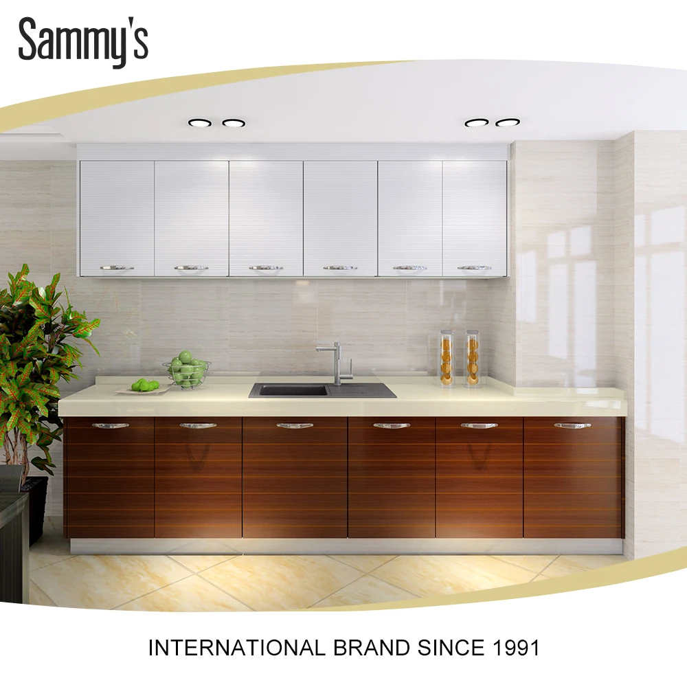 Ahorrar espacio chapa puerta de madera gabinetes de cocina de diseño