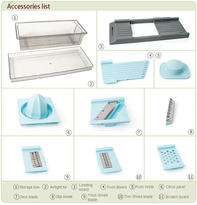 6 Blades Multi Kitchen Manual Vegetable Shredder And Vegetable Slicer