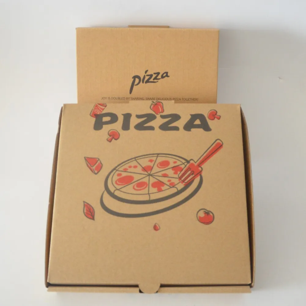 Brown Kraft Pizza Box Custom Logo Printed Empty Corrugated Cardboard ...