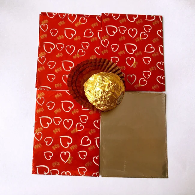 Pre-cut hygienic chocolate foil wrapping paper with embossing