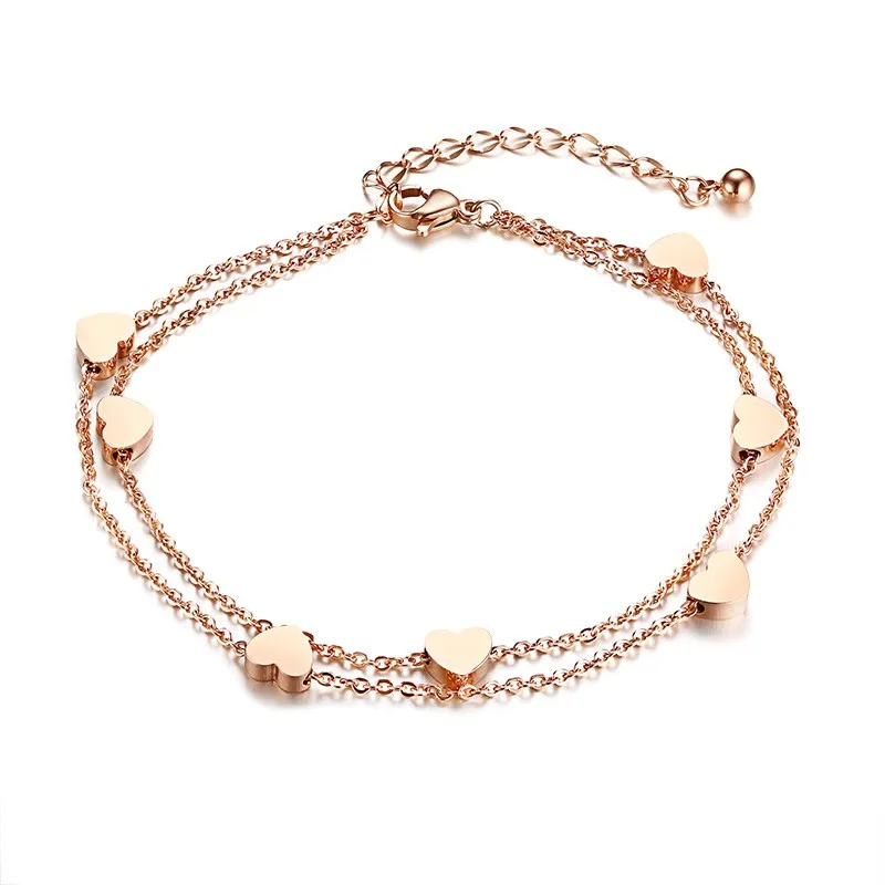 Fashion Women Bracelet Heart Rose Gold Bracelets Stainless Steel