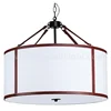 UL CUL Listed 3-Light Hotel Hanging Lamp With Linen Shade And Brown Metal Frame C20073