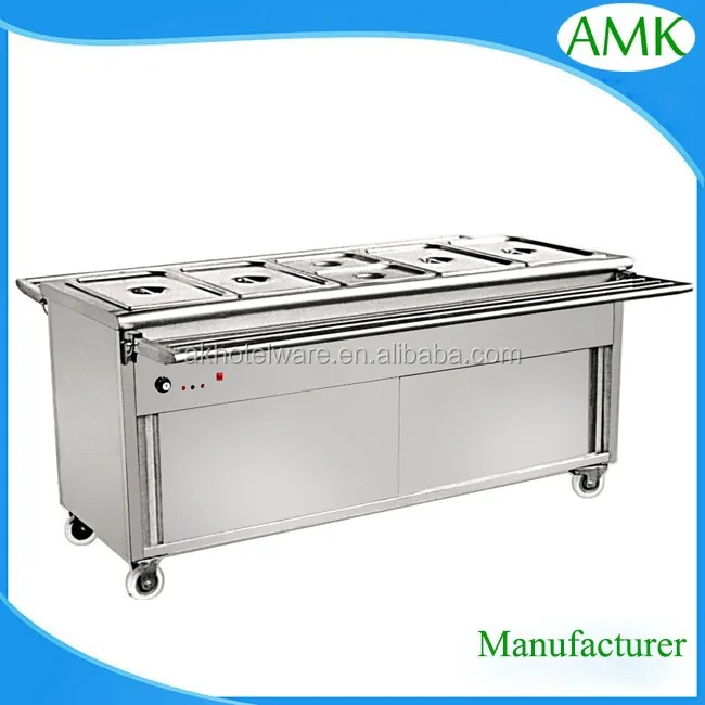 304 Electric Push Type Gas Food Warmer Bain Marie Trolley/food Display