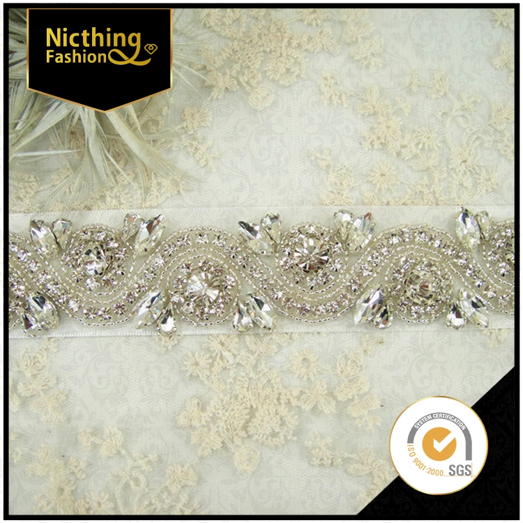 Wholesale New Handmade Blingbling Beaded Crystal Trim Rhinestone Lace
