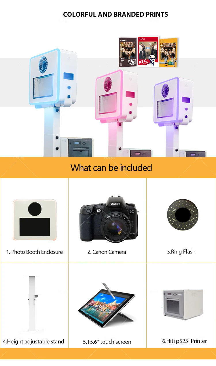 Photo Booth Machine Instant Prints With 21.5" Touch Screen And Dye