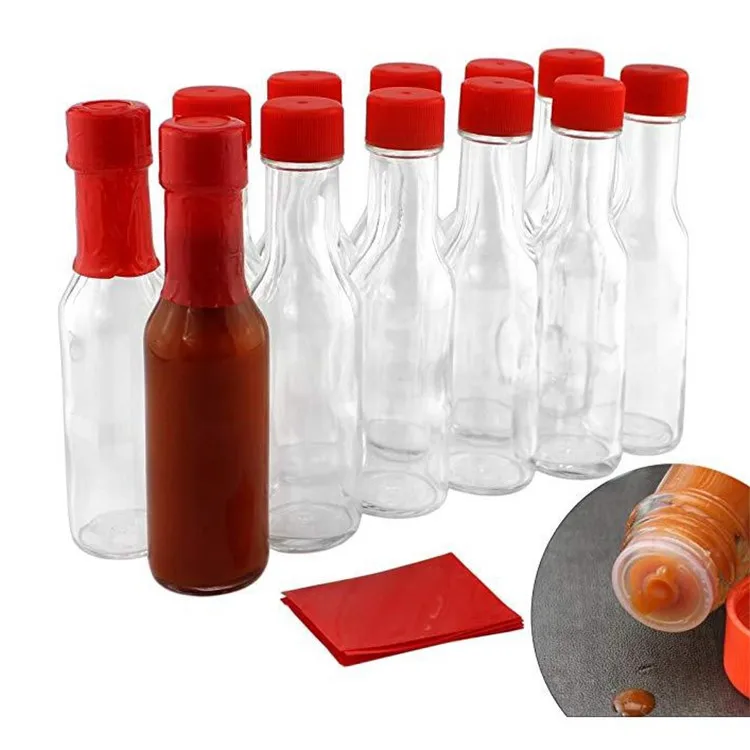 3 Ounce Hot Sauce Bottles Clear Glass Bottles With Lids Dropper Red ...