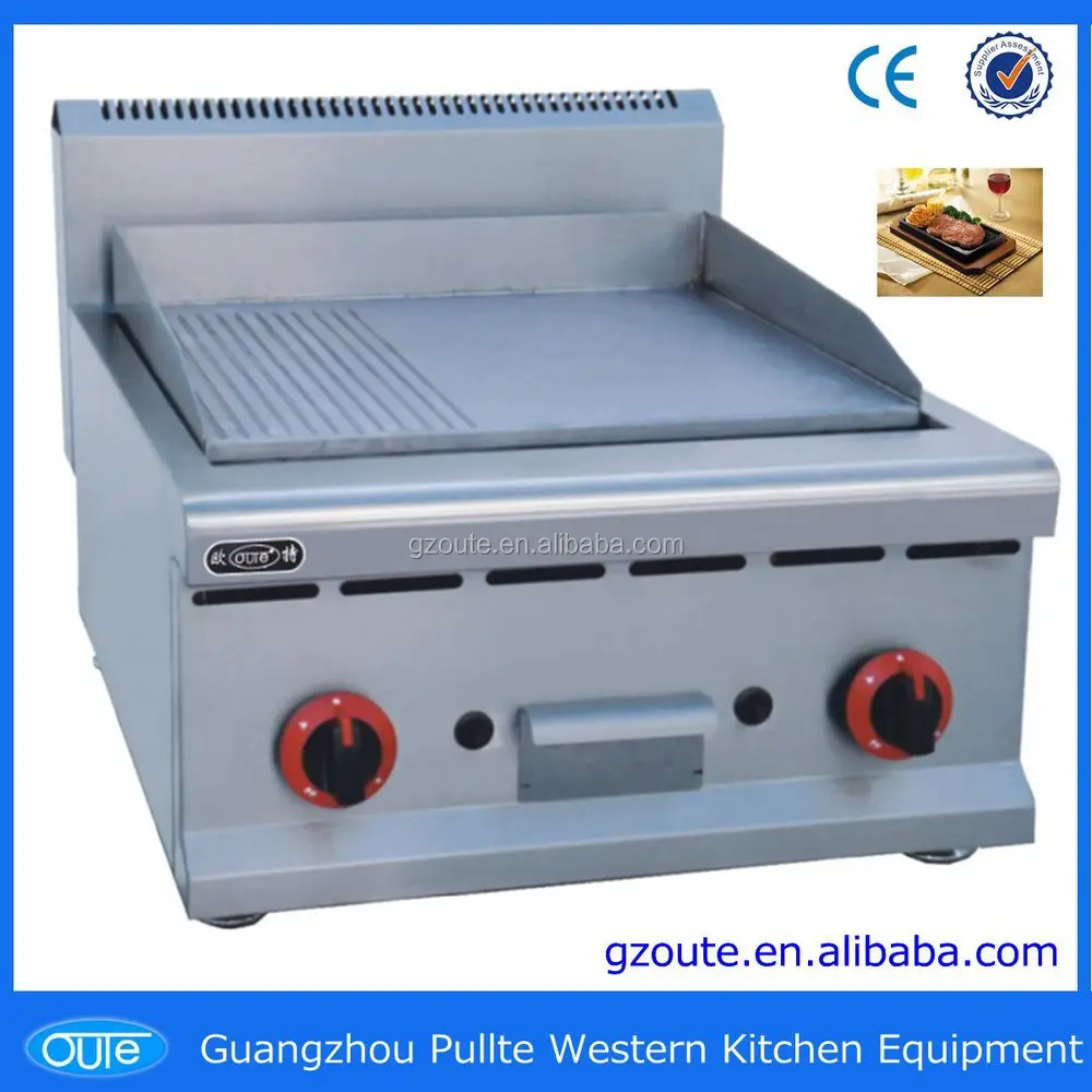 Desktop Gas Bbq Griddle With Half Ribbed And Half Flat Gas Griddle
