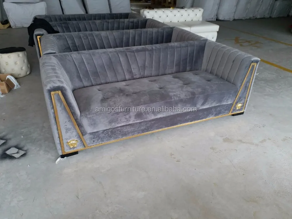 Saudi Arabic Dubai Royal Living Room Luxury Design Crushed Velvet Sofa