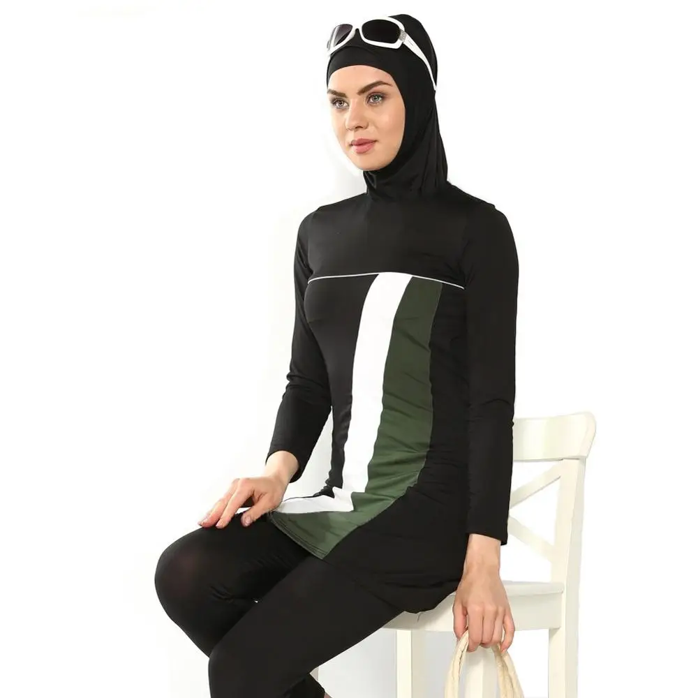 2018 Modesto Costume Da Bagno Islamico Costume Da Bagno A Righe Donne