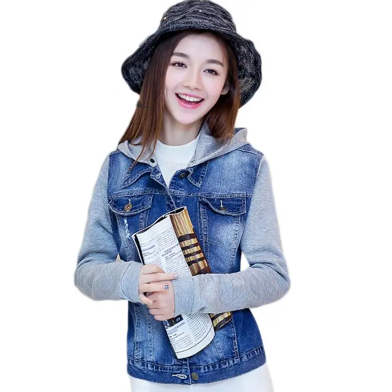 denim half jacket with cap