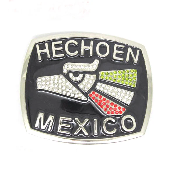 New Men Women Silver Metal Western Fashion Belt Buckle Mexico Flag Mexican Eagle