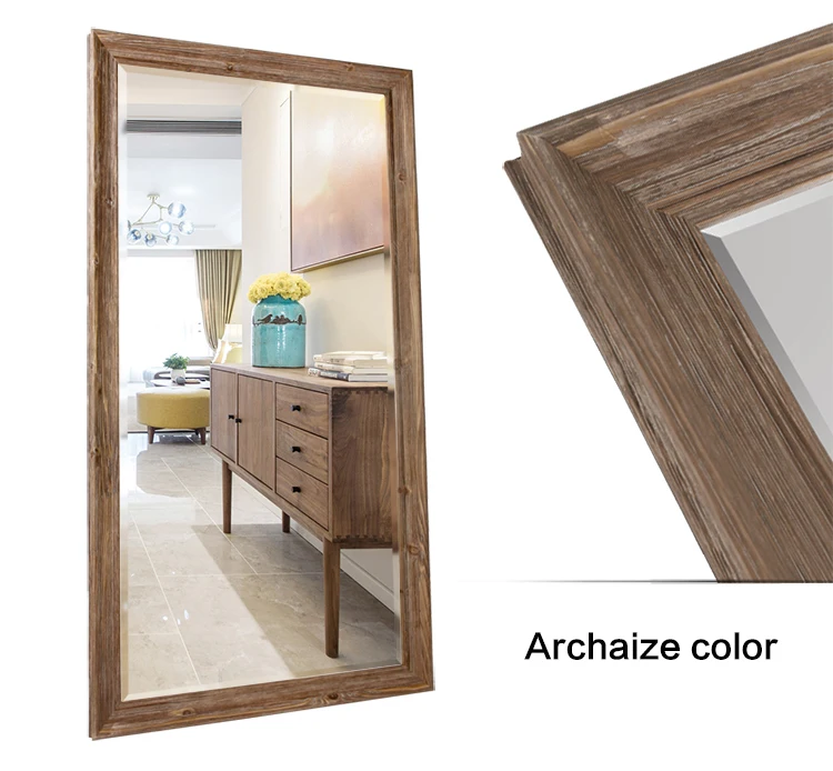 Antique Solid Wood Framed Full Length Dressing Mirror Standing Floor Mirror For Wholesale